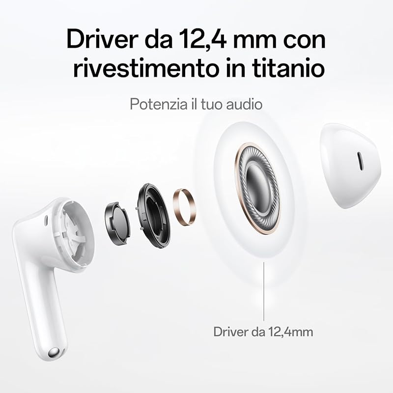 Enco Buds3 Auricolari In-Ear Wireless, Bluetooth 5.4, IP55 Impermeabile, 48 h Batteria, AI Translation, 47ms Modalità Gaming, Bianco — foto 4 di 7