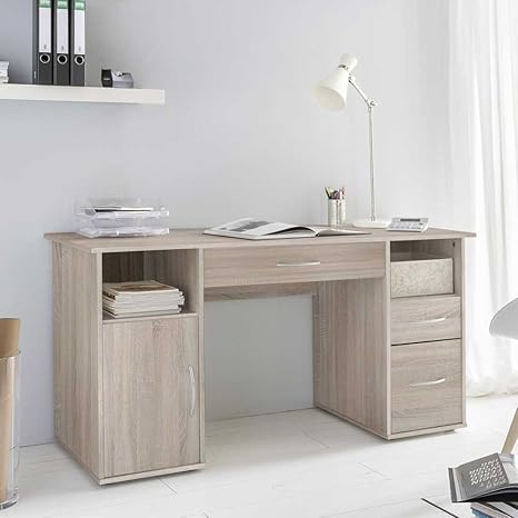 Pharao24 Schreibtisch In Eiche Sagerau 145 Cm Amazon De Kuche Haushalt