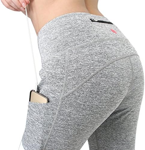 MYoga Women's Yoga Pants Workout Capri Leggings Running Tights w Side Pocket (XS, Grey)