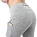 MYoga Women's Yoga Pants Workout Capri Leggings Running Tights w Side Pocket (S, Grey)