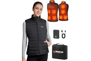 SOLEILWEAR Womens Heated Vest with 10000mAh Battery, Lightweight Rechargeable Heating Vest with 9 Heated Zones for Camping Hiking Ski