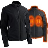 Nexgen Heat NXL2760SET Women's Black 'Heated' Soft Shell Jacket Front Zipper - Warming Jacket for Hiking Riding