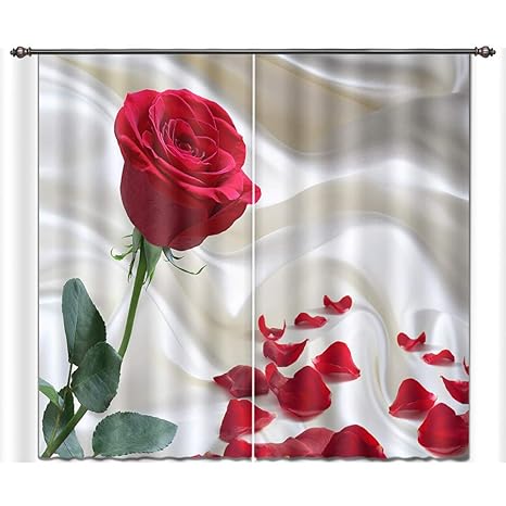 Amazon Com Lb Rose Flower 3d Window Curtains For Bedroom Living