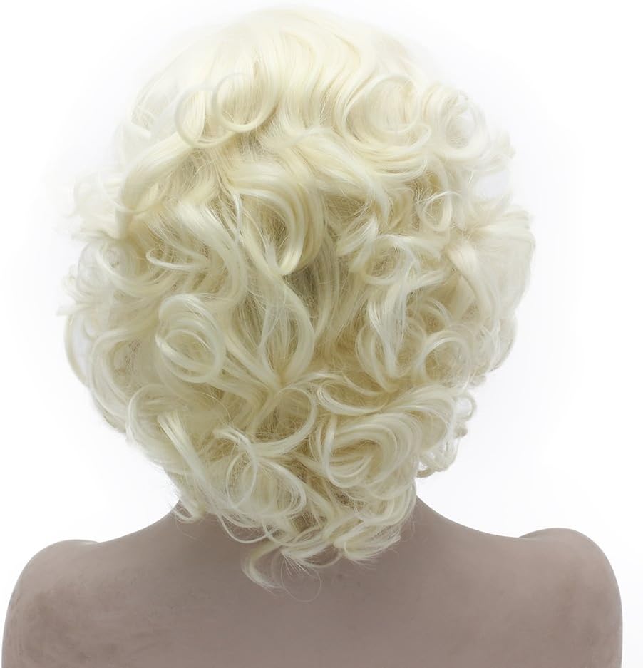 Short Curly Half Hand Tied Lace Front light blonde Stylish Wig - Image 5
