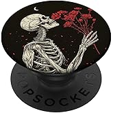 Gothic Skull Moon Roses Bouquet Floral Dark Goth Art PopSockets Adhesive PopGrip