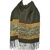 Calzeat Ladies Celtic Scarf With Fringe, 45% wool and 55% chenille, Made in Scotland (Shamrock)
