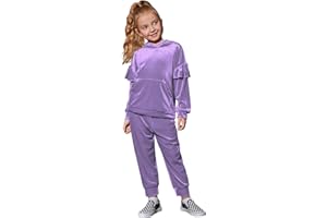Mirawise Girls 2 Piece Sweatsuit Sweatpants Tracksuit Set Velour Long Sleeve Sweatshirt