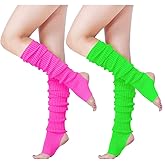 v28 Women’s Neon Knit Leg Warmer for 80s Party Dance Sports Yoga