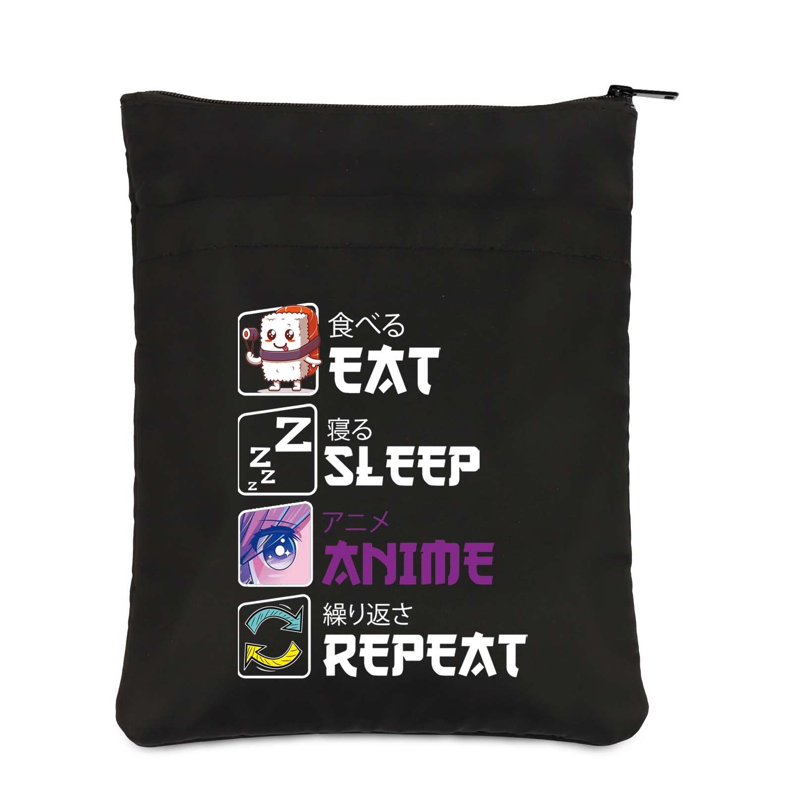 PLITI Eat Sleep Anime Repeat Cute Kawaii Manga Gift Anime Book Sleeve Anime Lover Gift Japanese Anime Fans Gift (Sleep Anime Repeat BSblU)