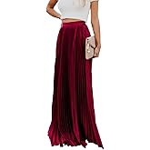 utcoco Women's Elegant Maxi Skirt High Waisted Pleated Chiffon Long Skirts for Women