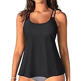 Womens Flowy Tankini Tops Only - Modest Bathing Suit Loose Fit Swimsuit Swim Tops No Bottom 2025 (Available in Plus)