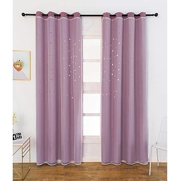Buy Vosarea Blackout Curtains With White Sheer Voile Light Block