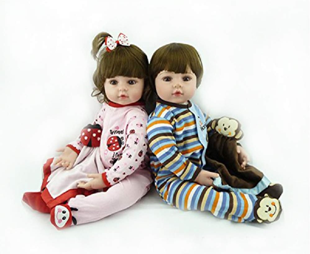 Danping 60CM Soft Silicone Realistic Reborn Toddler Baby Doll, Real Look Life Like Newborn Dolls Boy and Girl Twins Toy (twins)
