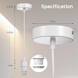 Linkind Metal Pendant Light Fitting E27 Screw Lamp Holder 100cm Braided Cable view 6