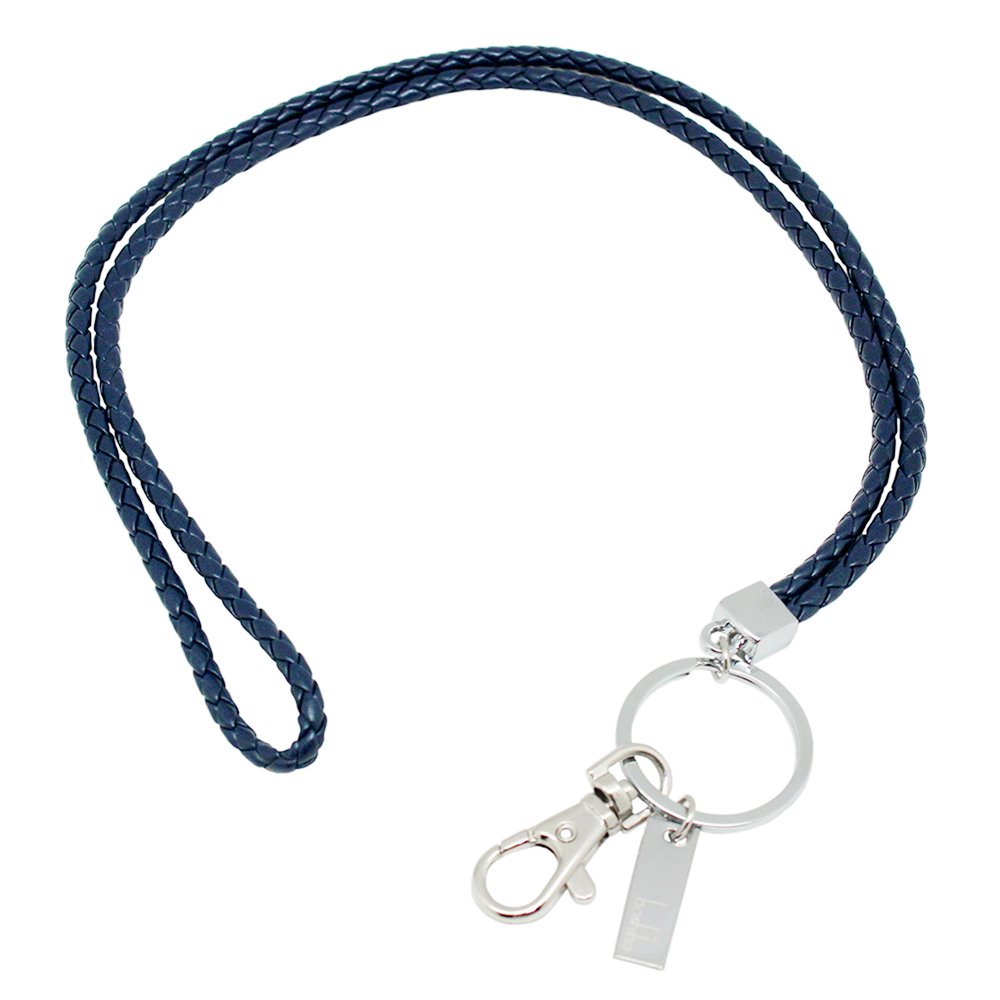 boshiho Office Lanyard, PU Leather Necklace Lanyard with Strong Clip and Keychain for Keys, ID Badge Holder, USB or Cell Phone (Blue), Blue, 16 inch L