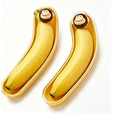 Kunxing 2 Pack Banana Keeper Holder, BPA-Free Fruit Protector Storage Container, Reusable Cute Monkey Design Banana Carrier, Portable Fruit Case for Outdoor Travel, School Lunch &amp; Camping