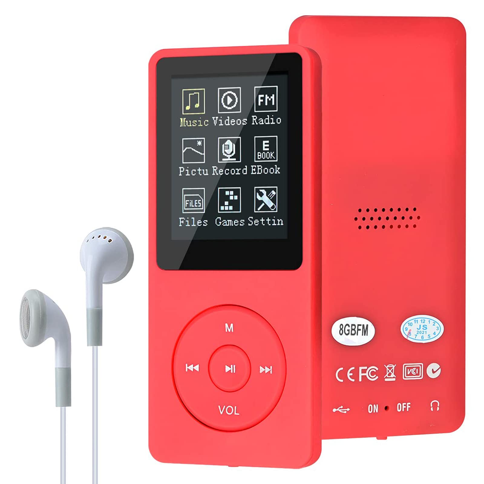 MP3/MP4 Digital Music Player,Lychee Upgrade 8GB Portable HiFi Lossless Sound Music Player with Music/Video/Voice Record/FM Radio/E-Book Reader, Supports up to 64GB (Red)
