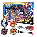 Innoo Tech Bey Battle Blade Burst | 4 Pieces Speed Gyro Metal Combat Gyro Set | 4D Fusion Model Burst Evolution Combination Series with 2 Launcher Toys for Kids