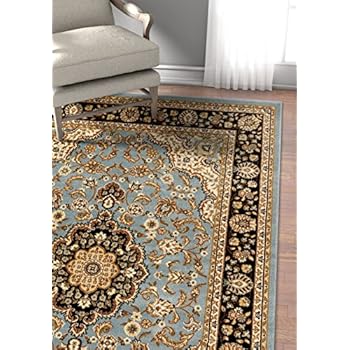 Well Woven Barclay Medallion Kashan Light Blue Traditional Area Rug 3'11'' X 5'3''