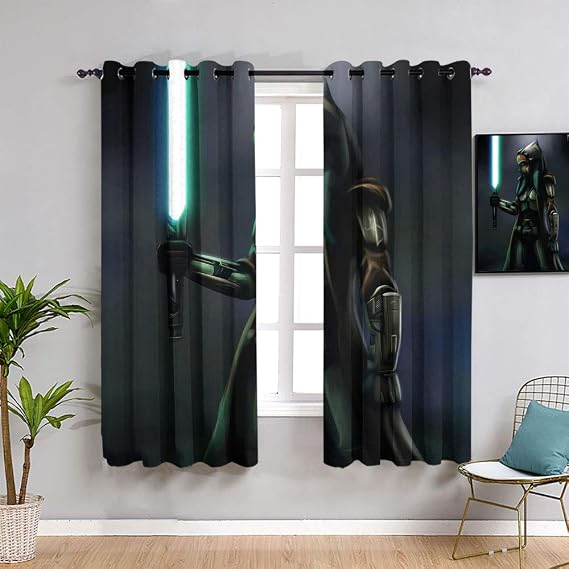Amazon.com: Star-Wars Blackout Lined Curtains 52"x63"（132x160 cm