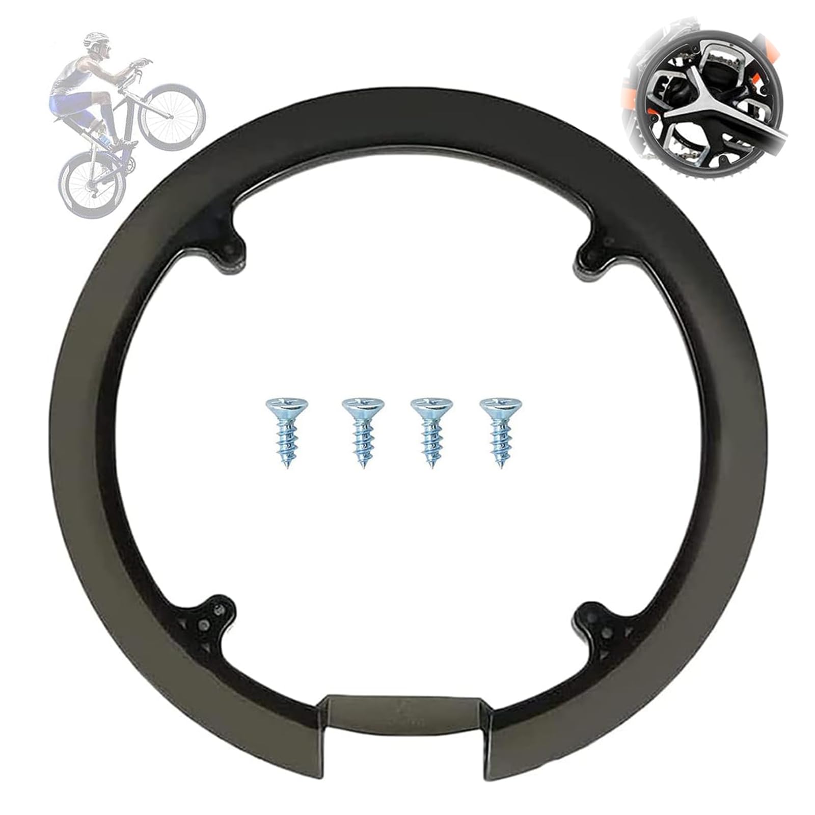 VCCAHIJK Plastic Sprocket Cover Chainring Protector Bicycle Chain Wheel Plastic Chain Guard Ring Black Sprocket Cover with 4 Screws for 42 44 Teeth Bicycle Mountain Bike (4 Holes)