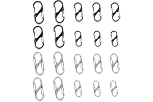 Oslynia 20 Pcs Zipper Clips, Small Carabiner Clip, Mini Carabiner Keeps Zippers Closed, S Hook with Two Openings for Camping 