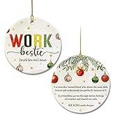 2025 Work Bestie Christmas Ornament - Definition Coworker Ornaments, Friendship Gifts for Colleagues, Work Friend, Bestie Worker, Best Friends - Double Sided Ceramic Christmas Ornaments Keepsake