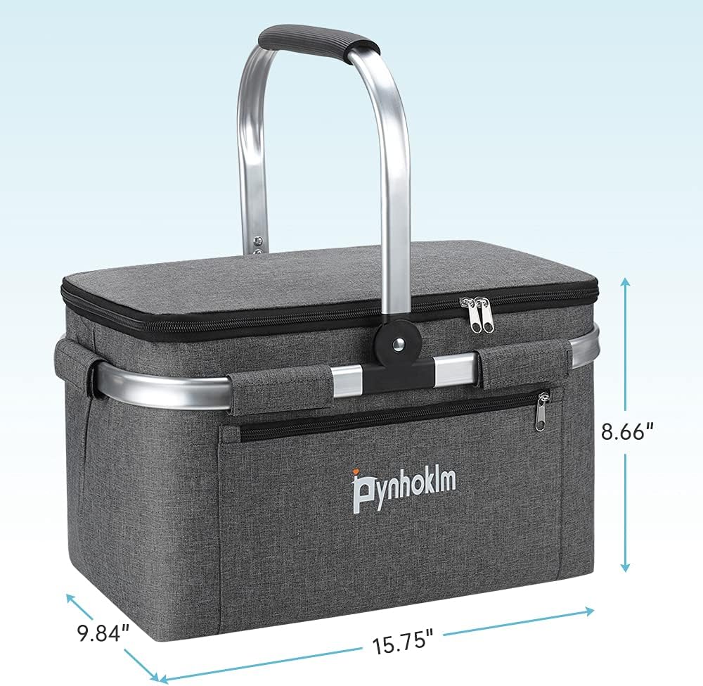 Pynhoklm Insulated Cooler Bag Portable Collapsible Picnic Basket Cooler with Sewn in Frame : Garden & Outdoor
