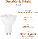 Amazon Basics LED GU10 Spotlight Bulb 3W 2700K 10 Pack Non-Dimmable view 2