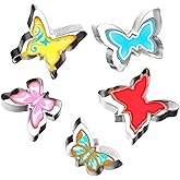 5Pcs Butterfly Cookie Cutter Set - Shaped Wings Fondant Biscuit Cutter Molds - Stainless Steel Cutters for DIY Baking, Cake Craft, Pastry Tray Decoration
