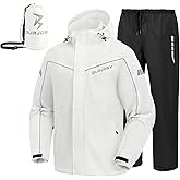 Rain Suit for Men, Packable Waterproof Rain Jacket & Pants, Reflective Raincoat Rain Gear for Outdoor Golf Fishing