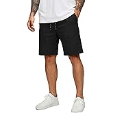 COOFANDY Mens Casual Shorts Cotton Drawstring 9 inch Chino Shorts Stretch Elastic Waist Summer Beach Golf Shorts