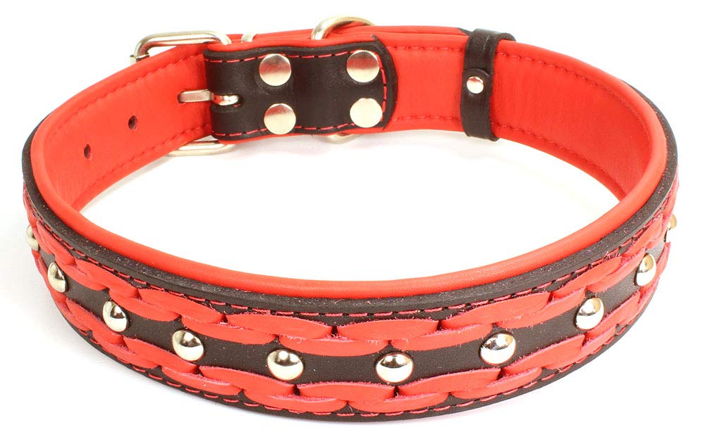 Unbekannt Sulla Real Leather Padded Handmade Dog Collar in Fashionable Colours Braided M/L/XL/XXL