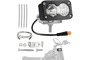 Ebike Headlight, 6500K 20W Super Bright Waterproof LED Light for Ebike, 3 Pin Universal 12V-60V for Ebike, Motorcycle, ATV