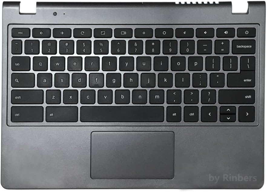 Rinbers Laptop Gray Palmrest Upper Case with Keyboard and Touchpad Assembly Replacement for Acer Chromebook 11.6 inch C740 60.EF2N7.021