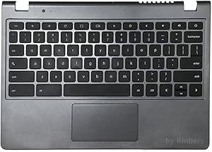 Rinbers Laptop Gray Palmrest Upper Case with Keyboard and Touchpad Assembly Replacement for Acer Chromebook 11.6 inch C740 60.EF2N7.021