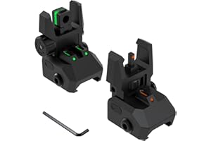NIRIAHO Fiber Optic Sights Flip Up Front and Rear Sites with Green and Red Fiber Optics Dots, Tool-Free Adjustment Front and Rear Backup Sight