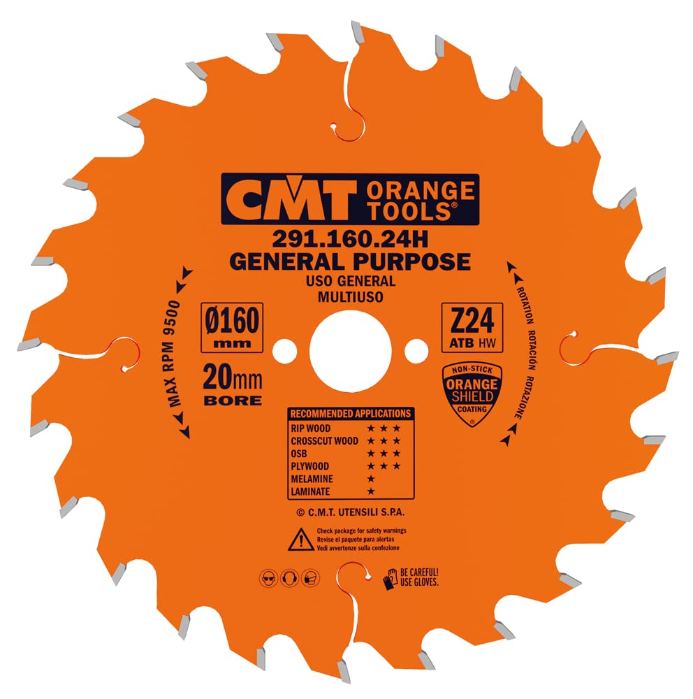 Cross Cut CMT Circular Saw Blade 24 Teeth Tungsten Carbide Micrograin 160 x 20mm