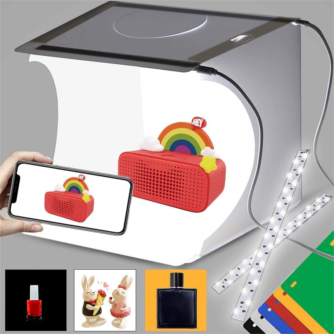 Photo 1 of DUCLUS Mini Photo Studio Light Box,Portable Folding Photography Light Tent kit with 40pcs LED Light + 6 Kinds Color Backgrounds for Small Size Products