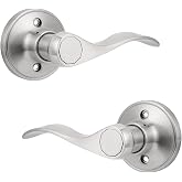 Probrico Pack of Two Dummy Door Lever for Left Hand and Right Hand Brushed Nickel Interior Door Handle Wave Style Non-Turning Door Knob Stainless Steel