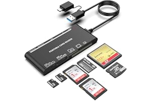 USB C USB3.0 Multi Card Reader for SD, CF, Micro SD, XD, MS Cards - 7 in 1 Multi Card Reader Adapter Hub for Windows, Mac, Li
