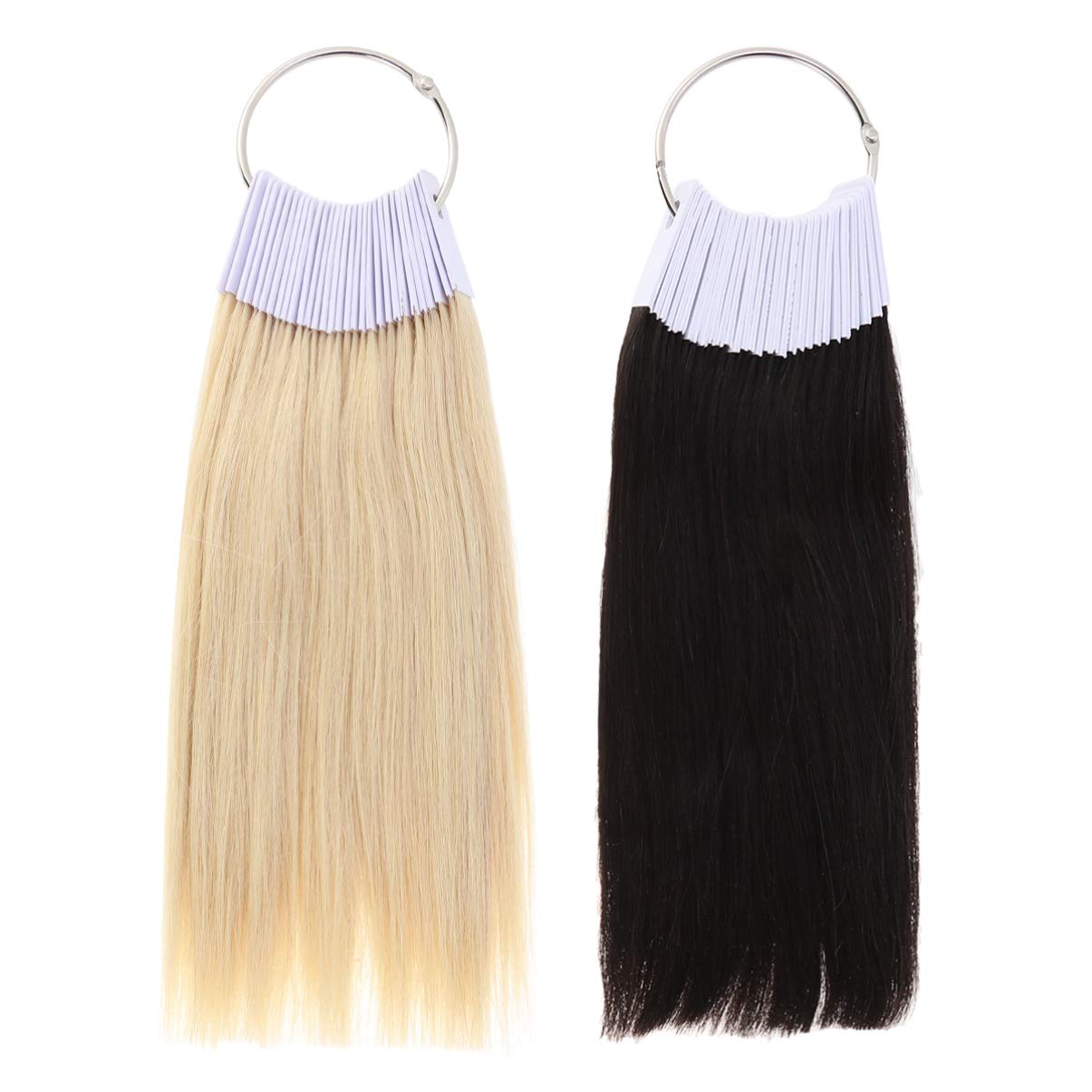 Lurrose 30pcs Hair Color DIY Hair Dyeing Practice Human Hair Training Rings Samples Hair Salon Supplies for Home Barber Shop 3 Degree Color