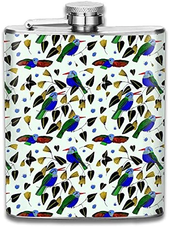 WUGOU Stainless Steel Hip Flask 7 Oz (No Funnel) Humming Bird Full Printed