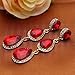 EleQueen Women's Gold-tone Austrian Crystal Teardrop Pear Shape 2.5 Inch Long Dangle Earrings Ruby Color