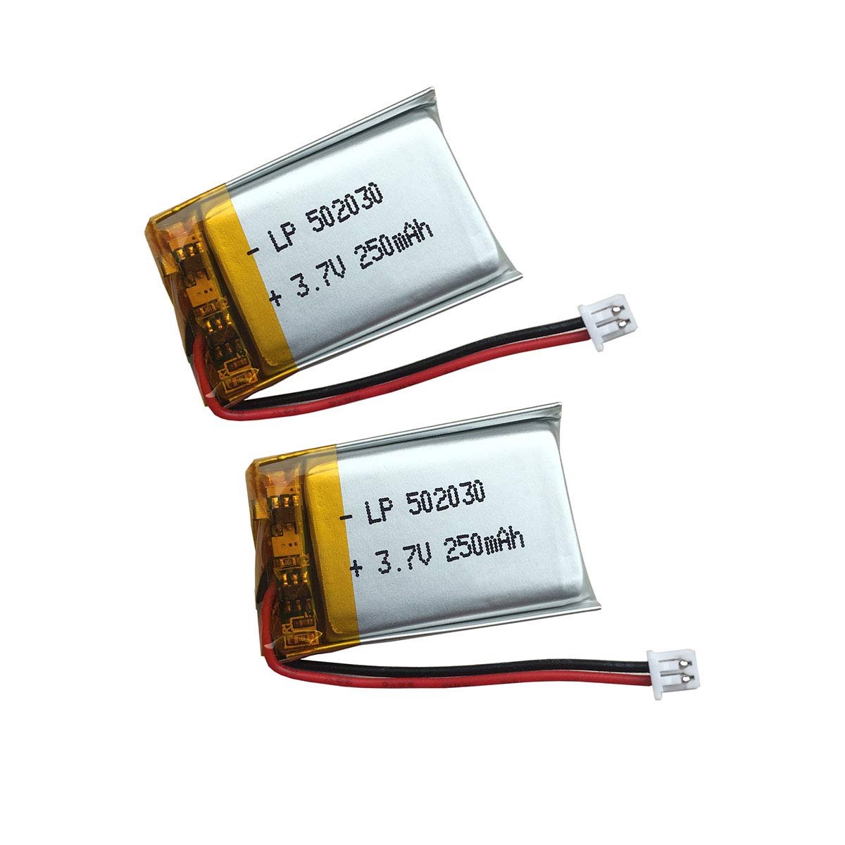 3.7V Replacement Battery 250mAh - 502030 with JST- PH1.25 Plug for VXI Blue Parrott 052030, fits BlueParrott B250-XT, B250-XT+ Wireless Bluetooth Headset, Roadwarrior (2 PACK)