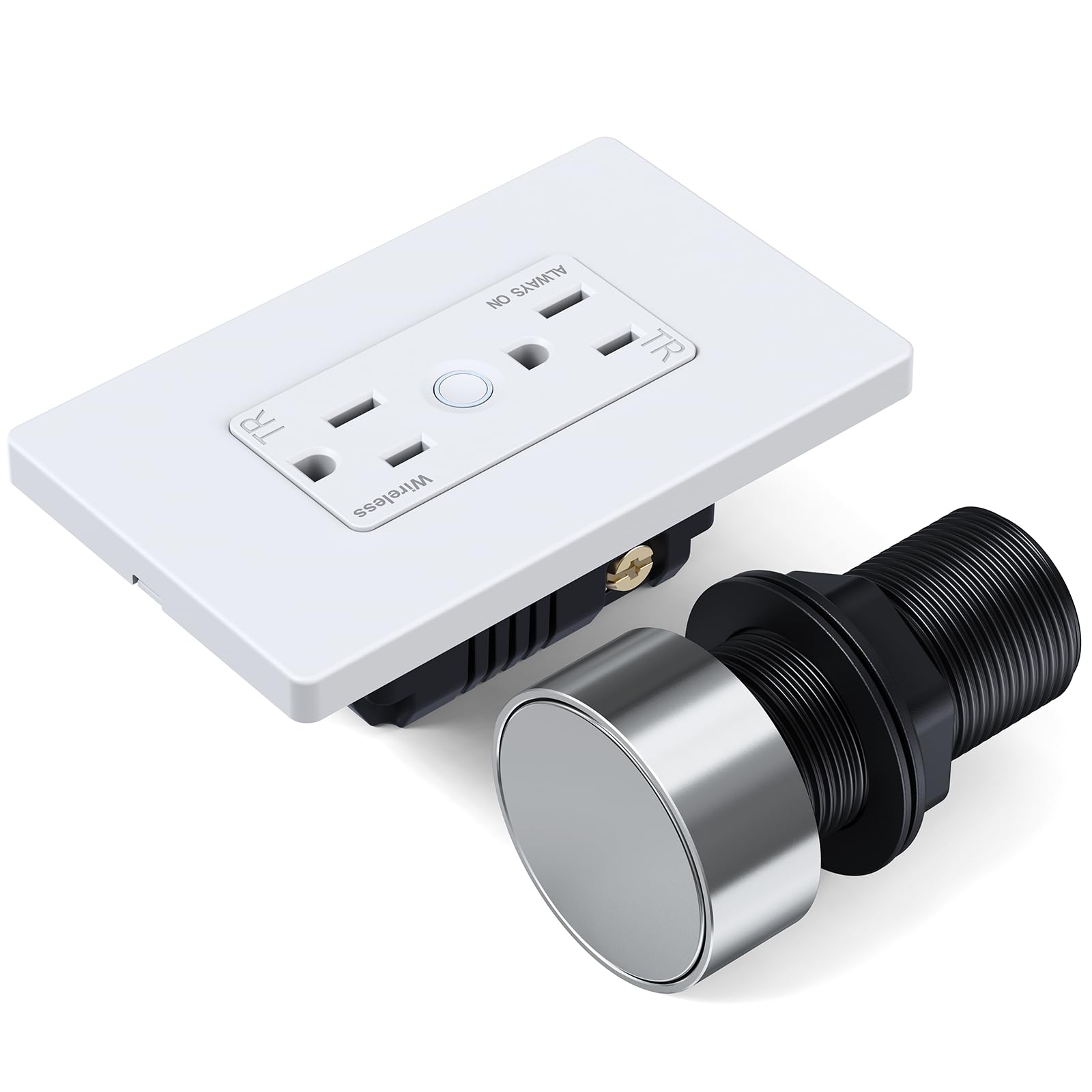 Photo 1 of WEBANG Garbage Disposal Wireless Switch Kit, Sink Top Waste Disposer On/Off Switch with 15-Amp 125V Tamper Resistant Wall Outlet, ETL Listed, Polished Stainless Steel Button