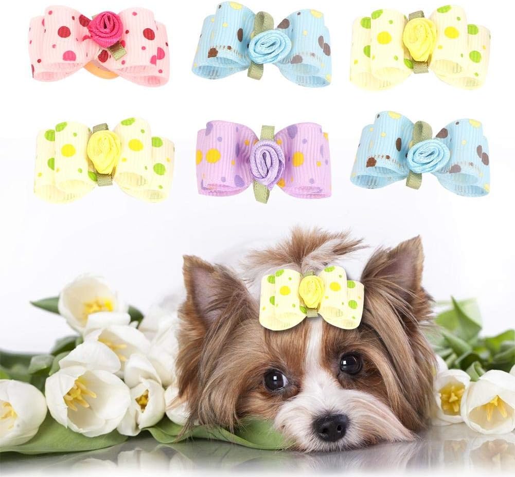 20Pcs Dog Cat Double Layer Bow Rubber Bands Pet Bowknot Hair Rope Lovely Pet Topknot Pet Grooming Headwear Pet Puppy Teddy Hair Bows Accessories - Image 5