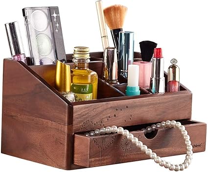 Makeup Organizer Retro Wooden Countertop Drawers And Storage