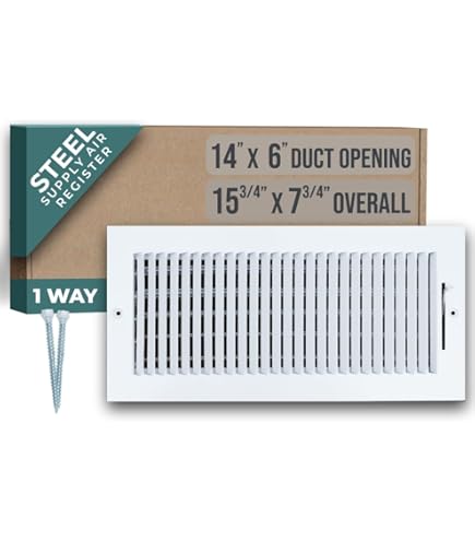 HVAC Premium 14"w X 6"h [Duct Opening] 1-Way Fixed Curved Blade Air Supply Diffuser Register Vent Cover Grille [Outer Dimensions