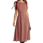 RIHOAS Women's Plaid Boat Neck A-Line Midi Dress - Casual Vintage Plaid Dress for Women